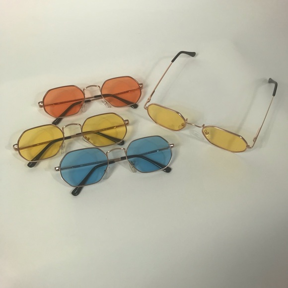 Thin Rose Golden Frame Sunglasses w/ Orange Lenses - Picture 4 of 10